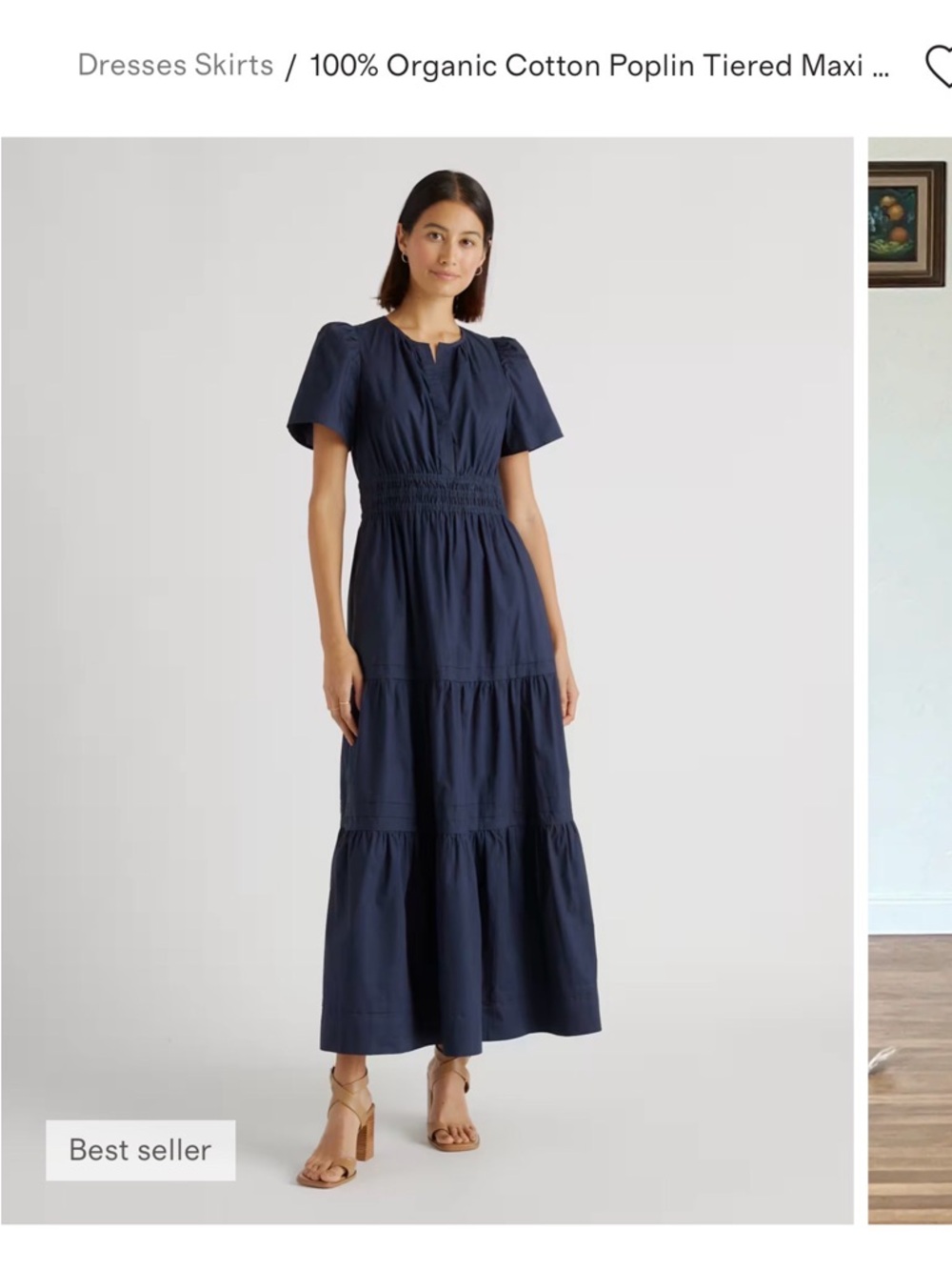 Quince 100% Organic Cotton Poplin Tiered Maxi Dress